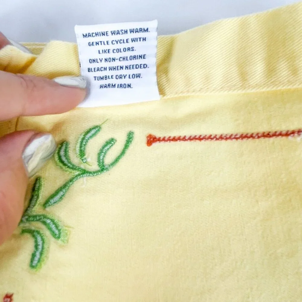 The Cellar Cotton Embroidered Rooster Yellow Napkins Set Of 5 French Country